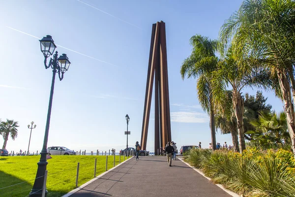 Nice Francia Ottobre 2019 Monumento Nove Linee Oblique Neuf Lignes — Foto Stock