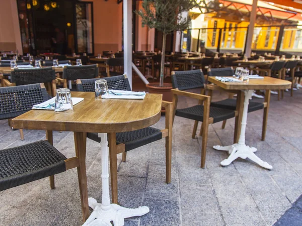 Nice France October 2019 Tables Typical Street Cafe Sidewalk — Stock Photo, Image