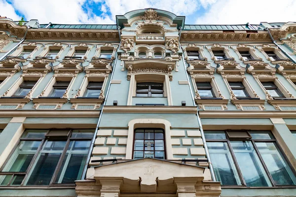 Moskva Ryssland Juni 2020 Myasnitskaja Gatan Fragment Fasaden Typisk Byggnad — Stockfoto