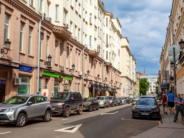 Moscú Rusia Junio 2020 Calle Sretenka Fragmento Conjunto Arquitectónico Típico — Foto de Stock