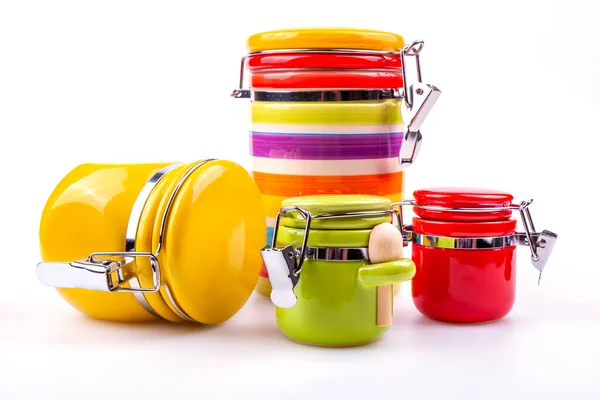 Conteneurs Multicolores Pour Produits Vrac Petits Articles — Photo