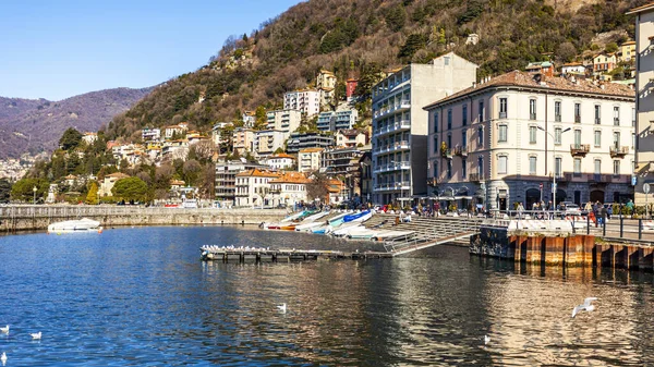 Como Italy February 2020 Scenic View Lake Como Beautiful Promenade — Stock Photo, Image