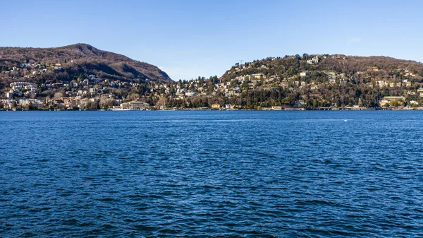 Como Italien Februari 2020 Naturskön Utsikt Över Comosjön Och Dess — Stockfoto