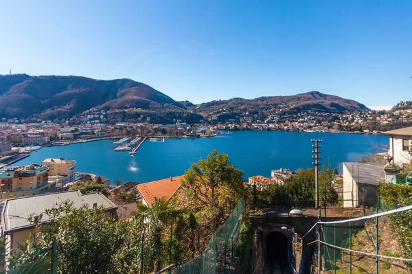 Como Italia Febrero 2020 Vistas Panorámicas Del Lago Como Sus — Foto de Stock