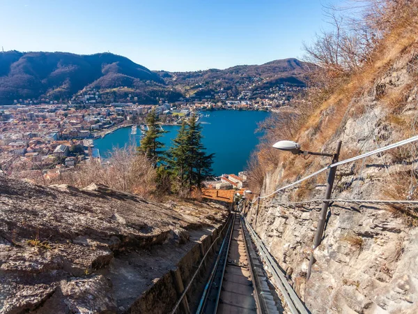 Como Italië Februari 2020 Landschappelijk Uitzicht Het Comomeer Oevers Van — Stockfoto