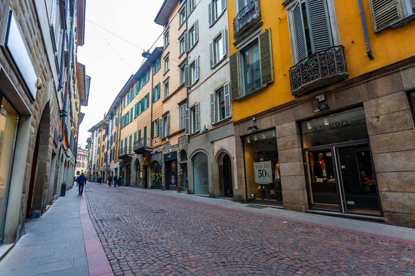 Bérgamo Italia Febrero 2020 Pintoresca Calle Comercial Ciudad Baja Citta — Foto de Stock