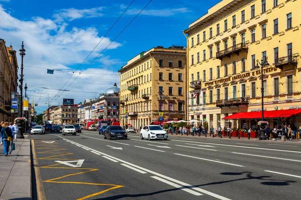 Saint Petersburg Rusya Haziran 2020 Şehrin Ana Caddesinin Panoramik Manzarası — Stok fotoğraf
