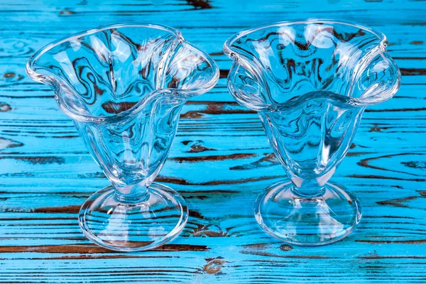 Gobelets Verre Transparent Pour Crème Glacée Dessert — Photo