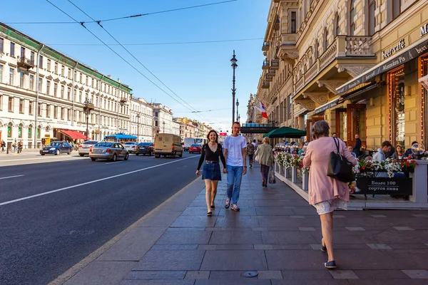 Sankt Petersburg Ryssland Juni 2020 Panoramautsikt Över Huvudgatan Staden Nevsky — Stockfoto