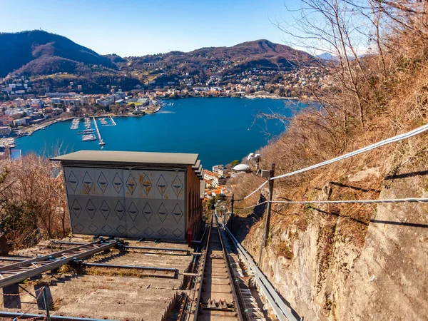 Como Italië Februari 2020 Landschappelijk Uitzicht Het Comomeer Oevers Van — Stockfoto