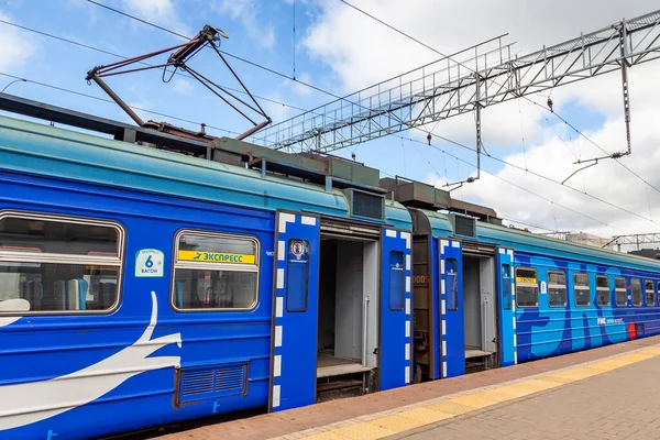 Pushkino Rússia Agosto 2020 Moderno Trem Regional Alta Velocidade Perto — Fotografia de Stock