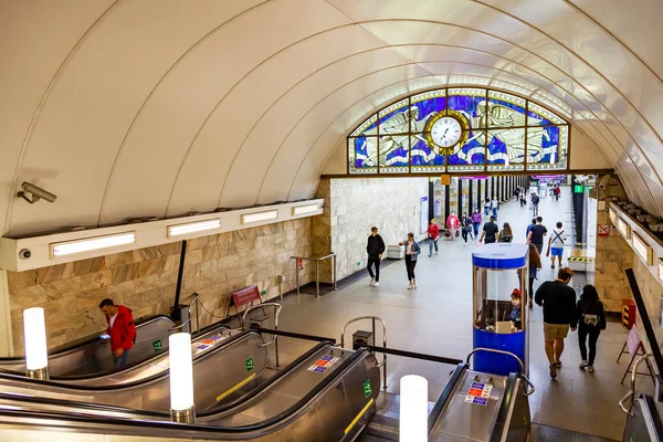 Sankt Petersburg Ryssland Juni 2020 Interiör Lobbyn Amiralteyskaya Station Denna — Stockfoto