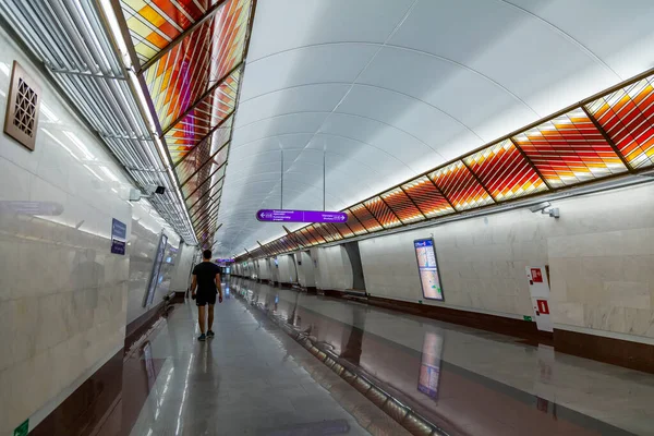 San Petersburgo Rusia Julio 2020 Interior Estación Prospekt Slavy — Foto de Stock