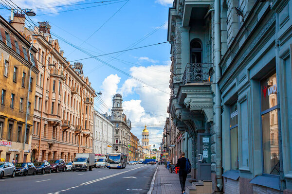 St. Petersburg, Russia, July 13, 2020. The architectural ensemble typical for the area of historical buildings.