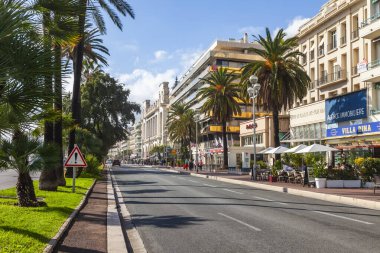 Güzel, Fransa, 10 Ekim 2019. Şehir manzarası. Promenade des Anglais rıhtımında güzel bir mimari topluluğu var.