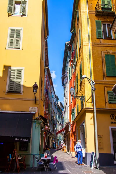 Nice France October 2019 Picturesque Narrow Street Old Town Slope — Stock Photo, Image