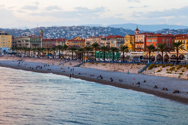 Nice France October 2019 City Landscape View Sea Beach Promenade — Stock Photo, Image