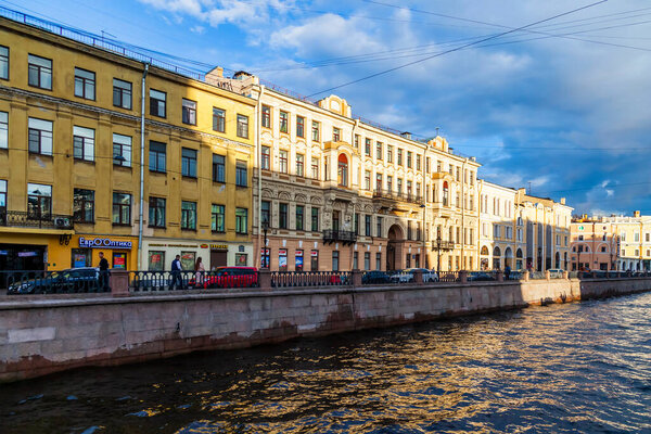 St. Petersburg, Russia, June 13, 2020. View of the Griboyedov Canal and its picturesque embankments. 
