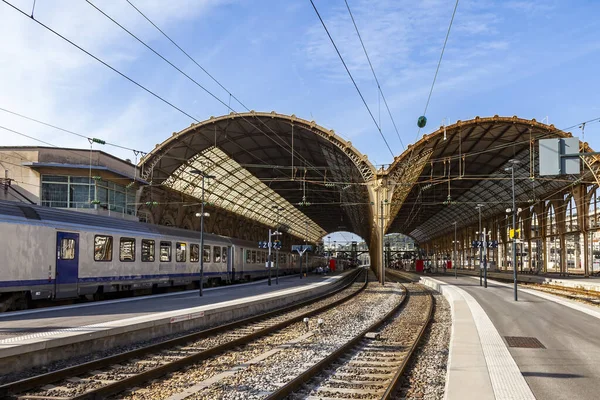 Nizza Frankreich Oktober 2019 Gare Nice Bahnhof Perrons — Stockfoto