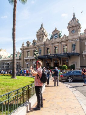 Monte Carlo, Monako, 13 Ekim 2019. Monako Prensliği. Casino Monte-Carlo 'nun tipik mimari detayları