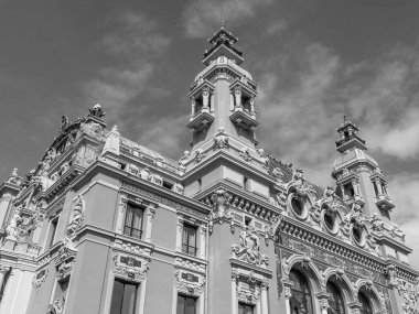 Monte Carlo, Monako, 13 Ekim 2019. Monako Prensliği. Casino Monte-Carlo 'nun tipik mimari detayları