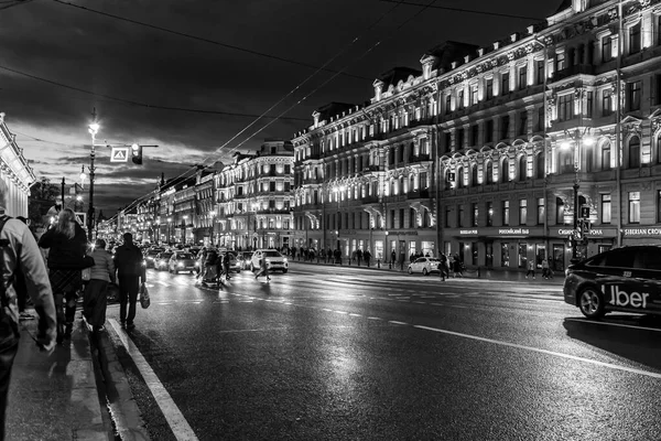 Petersburg Russia October 2020 Nevsky Prospekt Main Street City Evening — Stock Photo, Image