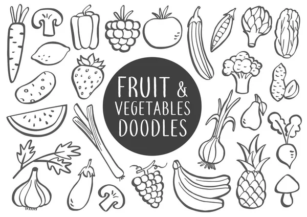 Colección Garabatos Dibujados Mano Frutas Verduras Puede Utilizar Para Ilustrar — Vector de stock