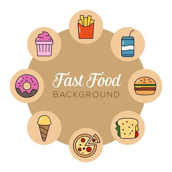 快餐的背景 可以说明垃圾食品 不健康的饮食 坏的生活方式 — 图库矢量图片