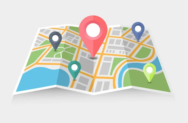 Χάρτης Της Πόλης Μια Τοποθεσία Προβολή Του Δείκτη Μπορούν Απεικονίζουν — Διανυσματικό Αρχείο