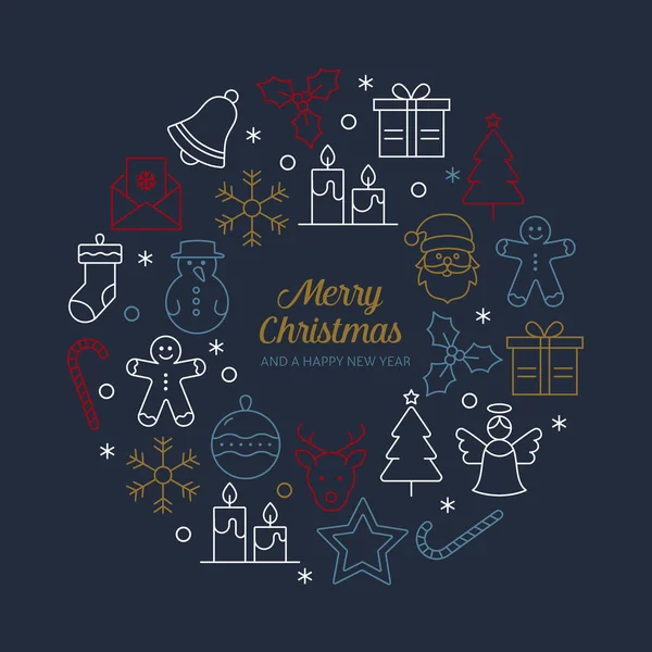 Carte Voeux Noël Avec Icônes — Image vectorielle