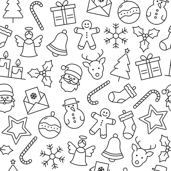 Boże Narodzenie Ikony Seamless Pattern Świąteczne Dekoracje — Wektor stockowy