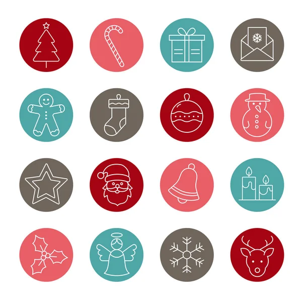 Collection Christmas Winter Icons — Stock Vector