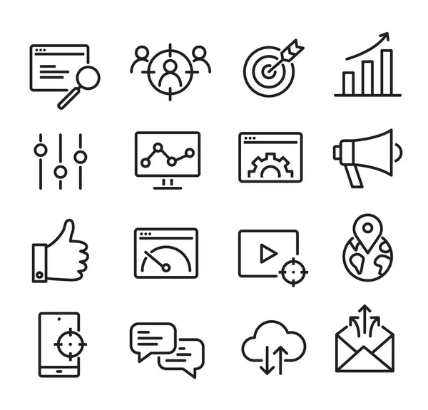 Verzameling Van Seo Icons Kan Worden Gebruikt Illustreren Onderwerpen Seo — Stockvector