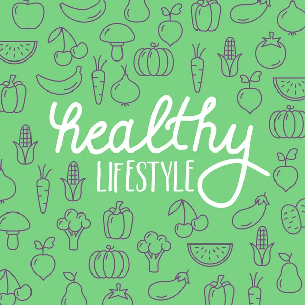 Sağlıklı yaşam vektör arka plan - göstermek herhangi bir konu hakkında sağlıklı beslenme, beslenme, Vejetaryen veya vegan yaşam tarzı veya sürdürülebilir tarım