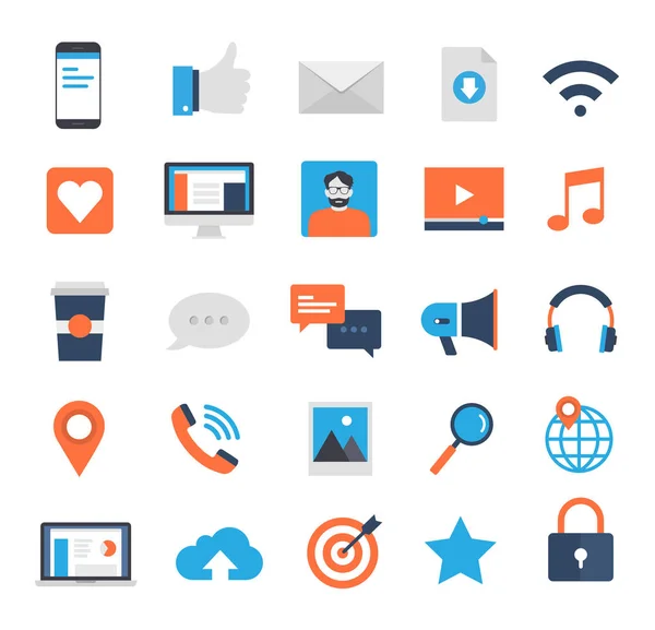 Conjunto de iconos de redes sociales — Vector de stock