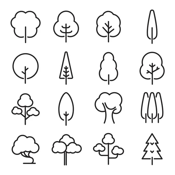 Collection of Trees Icons - Thin Lines Stock Vector