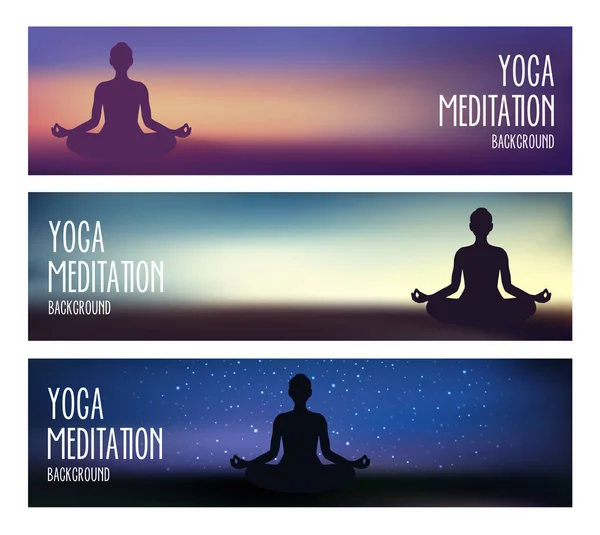 Banners de Yoga y Meditación — Archivo Imágenes Vectoriales