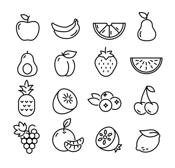 Conjunto de iconos de fruta — Archivo Imágenes Vectoriales