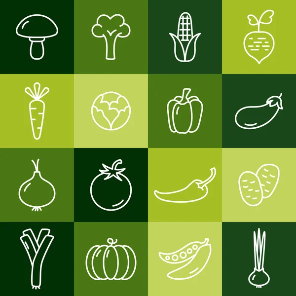 Vegetables Icons Set — Stock Vector