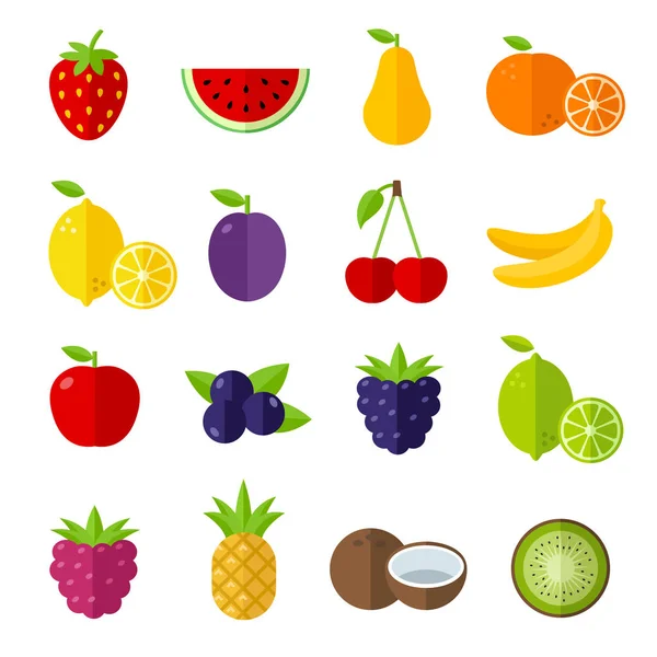 Zestaw ikon owoców-lato — Wektor stockowy