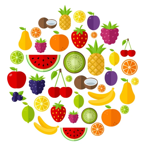 Fundo de Frutas - Estilo de vida saudável — Vetor de Stock