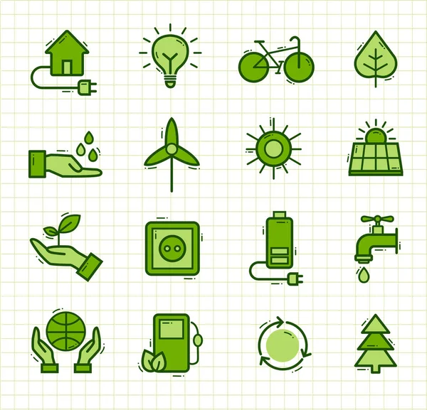 Ekologi ikoner, ekologiska naturliga symboler — Stock vektor