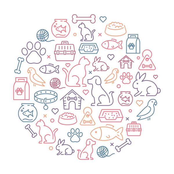 Sällskapsdjur ikoner - bakgrund — Stock vektor