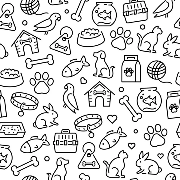 Animales Iconos Animales - Patrón sin costuras — Vector de stock