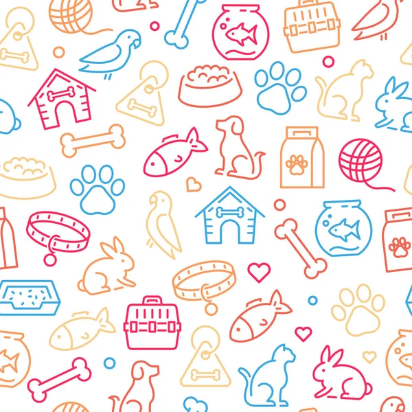 Pets Animals Icons - Seamless Pattern — Stock Vector