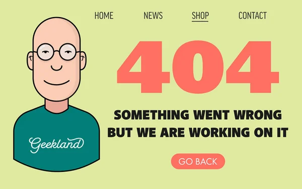 Templat Halaman 404 Dengan Karakter Pria Teknisi Geek - Stok Vektor