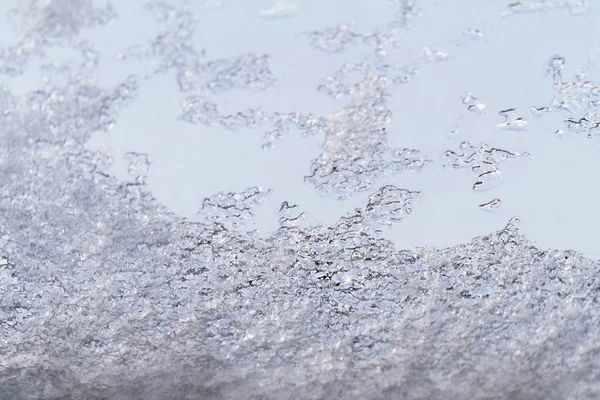 Gotas Naturales Hielo Agua Sobre Fondo Vidrio — Foto de Stock