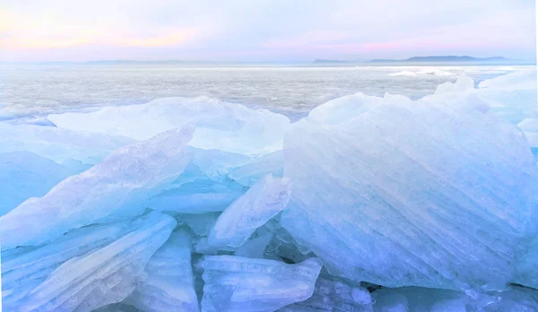 Güzel Göl Macaristan Balaton Gölü Dondu — Stok fotoğraf