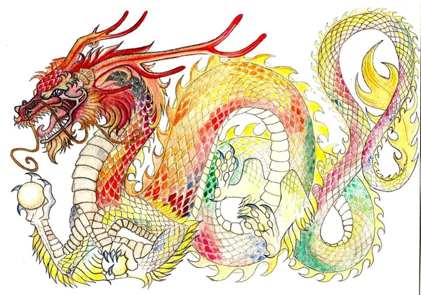 Chinese dragon on a white background