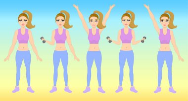 Beş kız spor yapıyor.